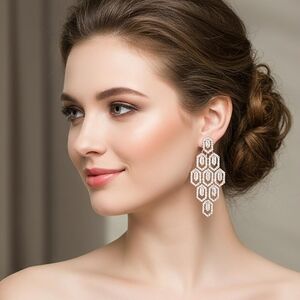 Elegant Silver Chandelier Earrings